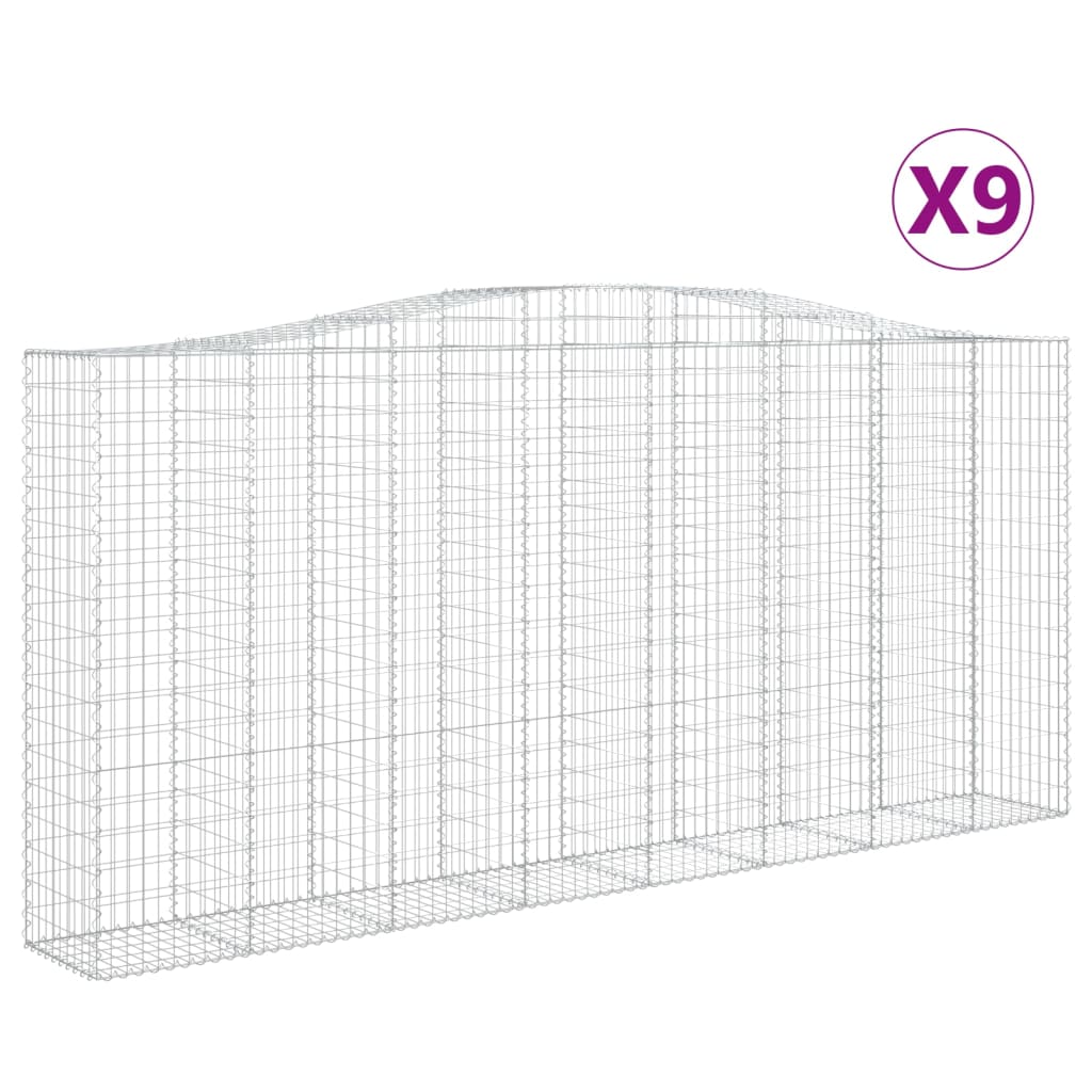 Coșuri gabion arcuite 9 buc, 400x50x180/200 cm, fier galvanizat - Lando