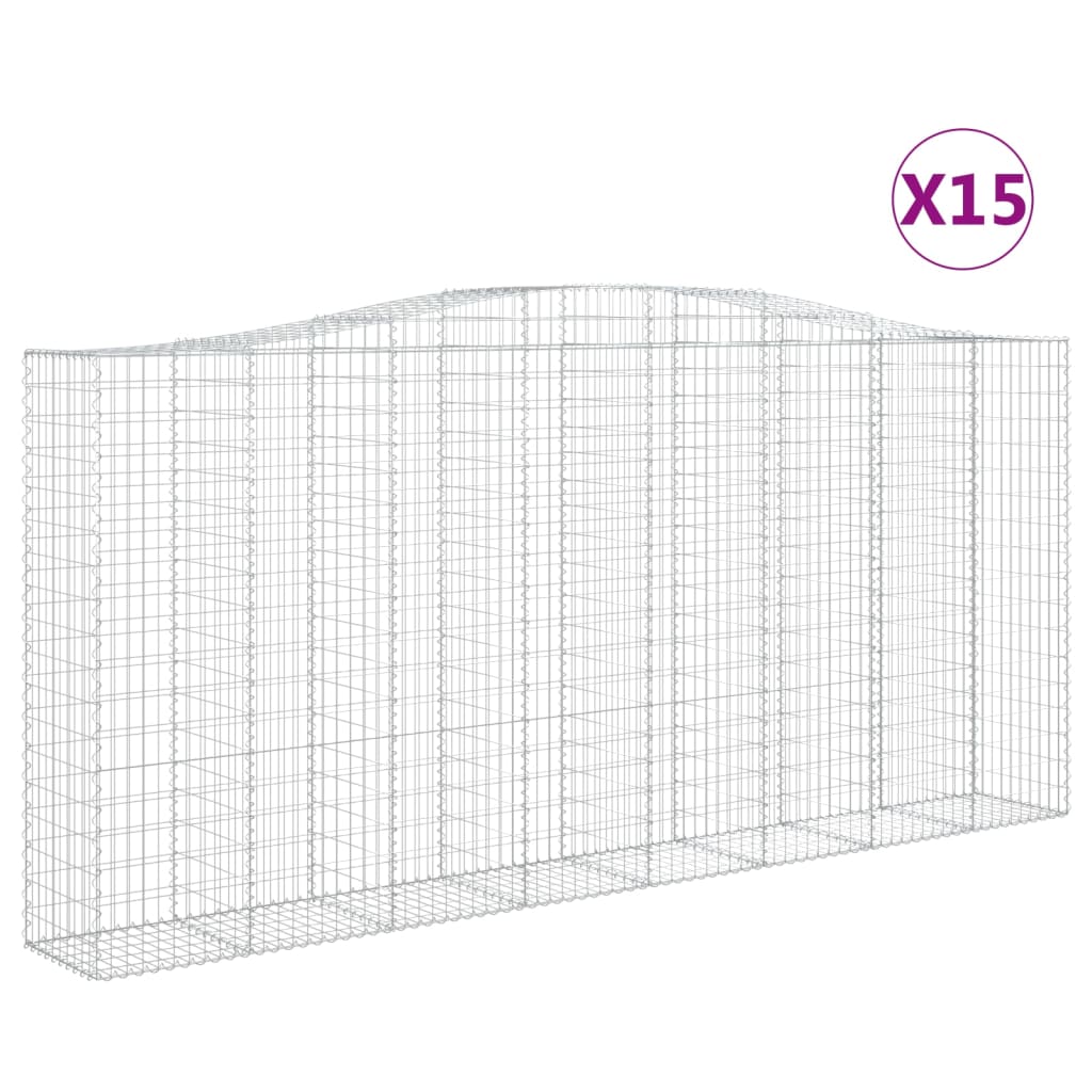 Coșuri gabion arcuite 15 buc, 400x50x180/200cm, fier galvanizat - Lando