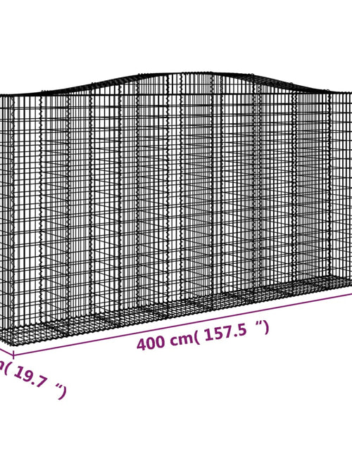 Încărcați imaginea în vizualizatorul Galerie, Coșuri gabion arcuite, 2 buc 400x50x200/220 cm, fier galvanizat - Lando
