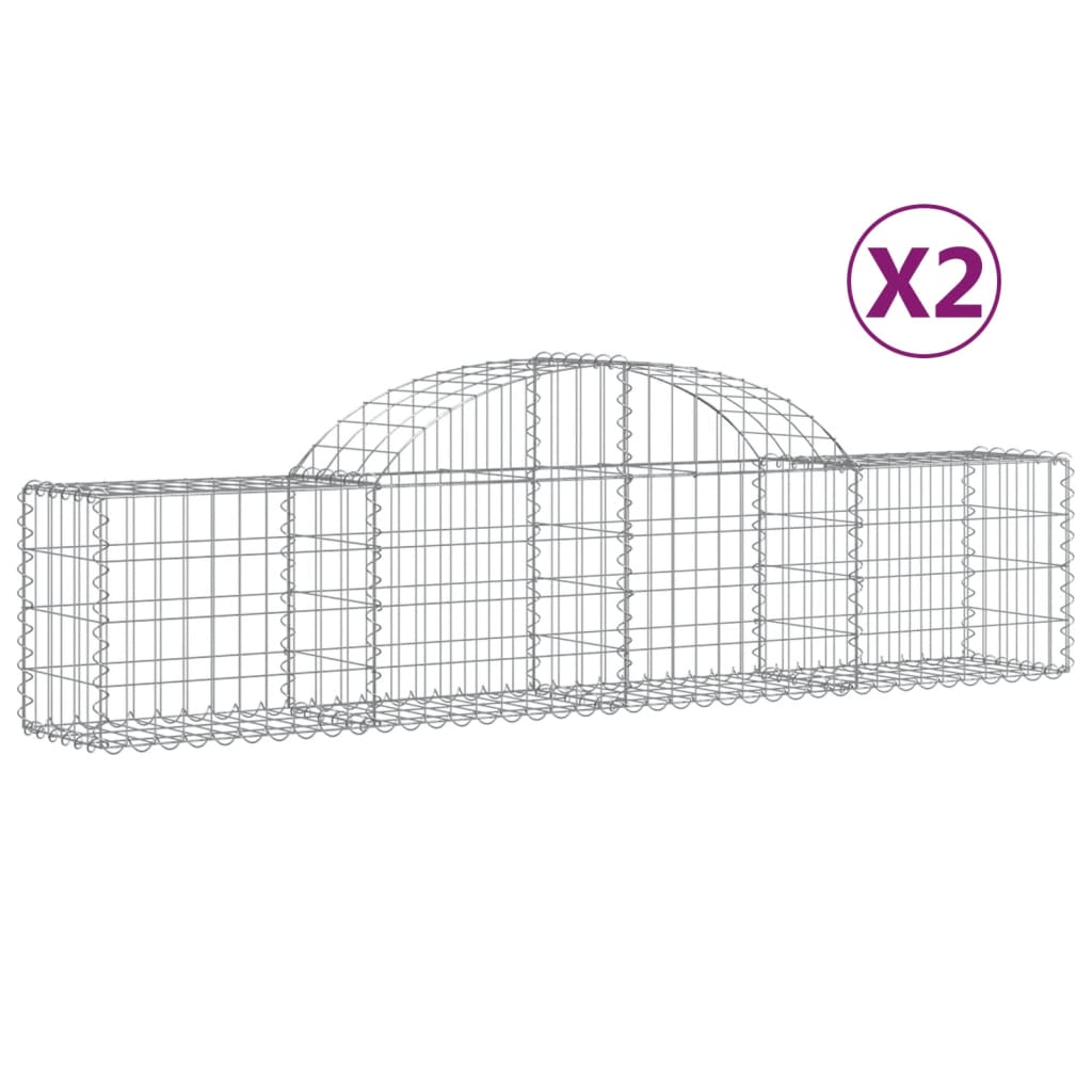 Coșuri gabion arcuite 2 buc, 200x30x40/60 cm, fier galvanizat - Lando