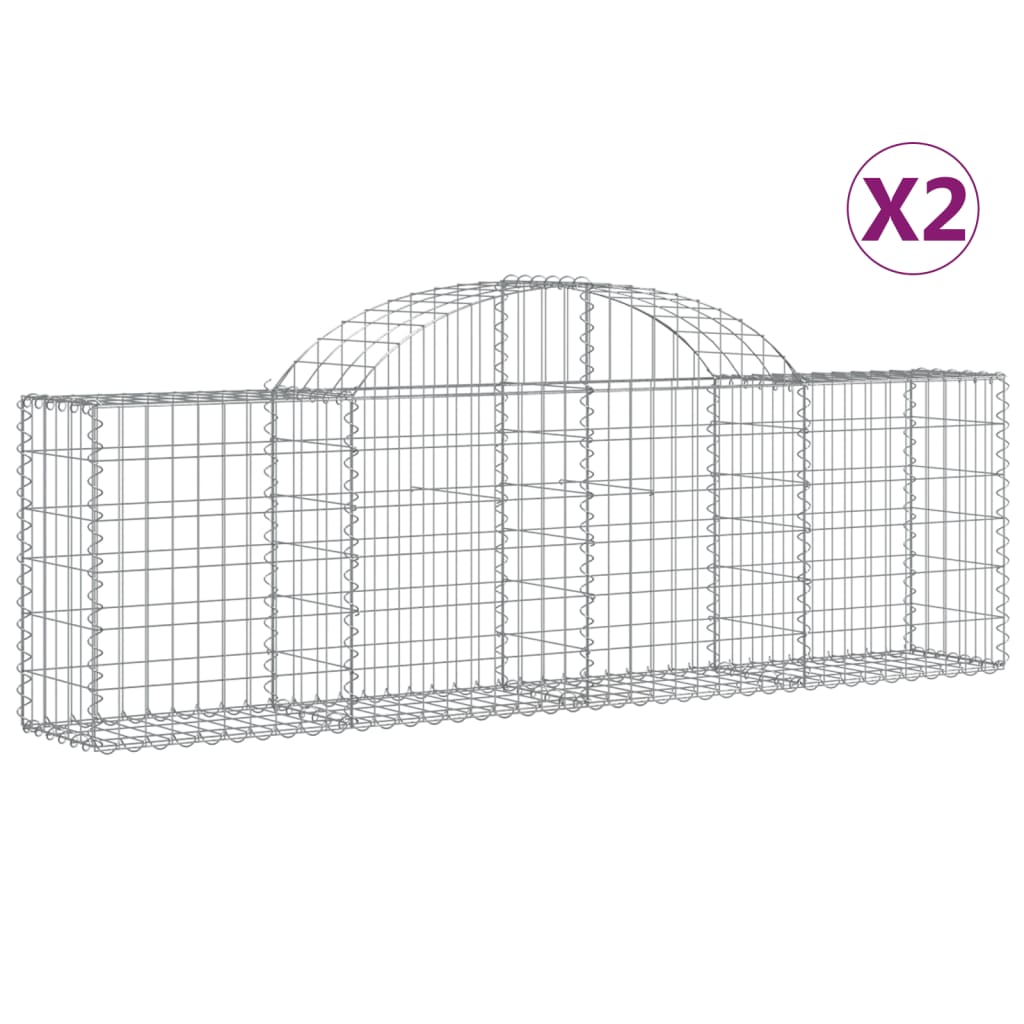 Coșuri gabion arcuite 2 buc, 200x30x60/80 cm, fier galvanizat - Lando