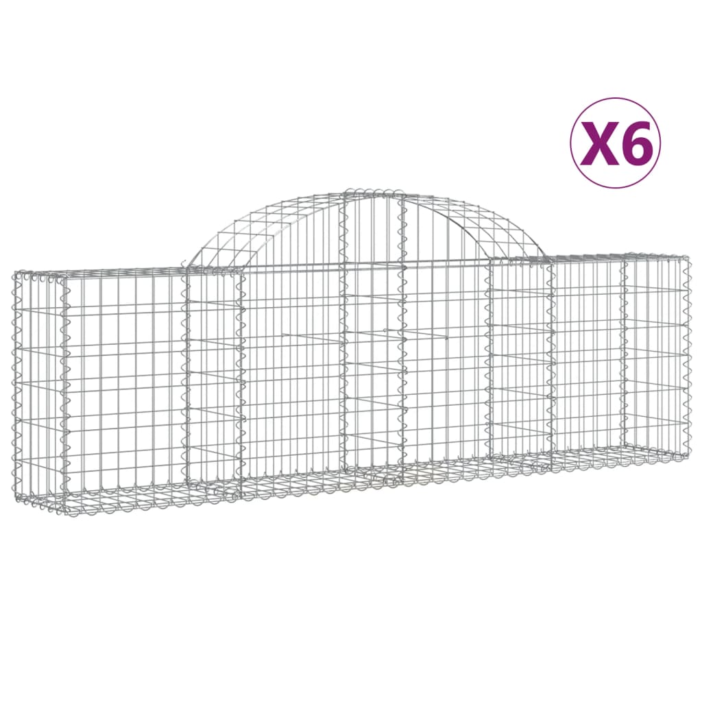 Coșuri gabion arcuite 6 buc, 200x30x60/80 cm, fier galvanizat - Lando