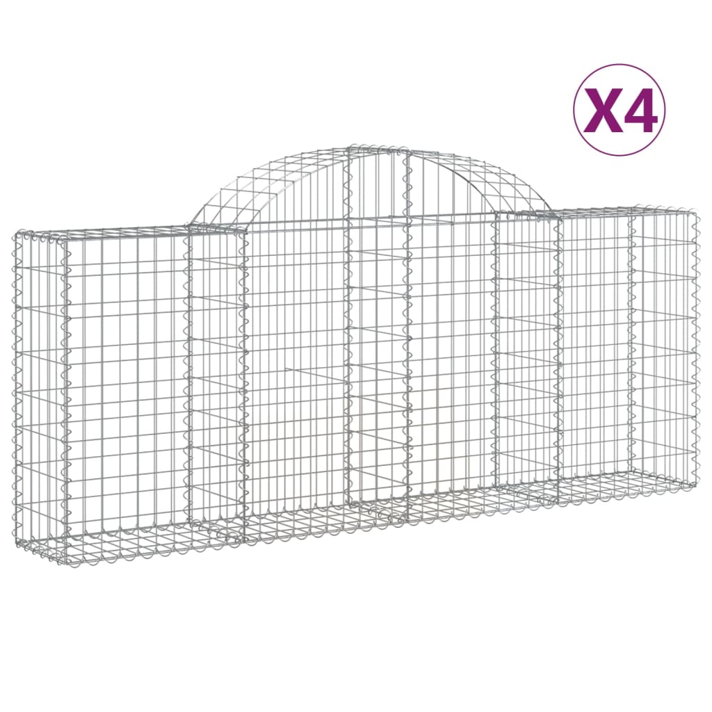 Coșuri gabion arcuite 4 buc, 200x30x80/100cm, fier galvanizat - Lando