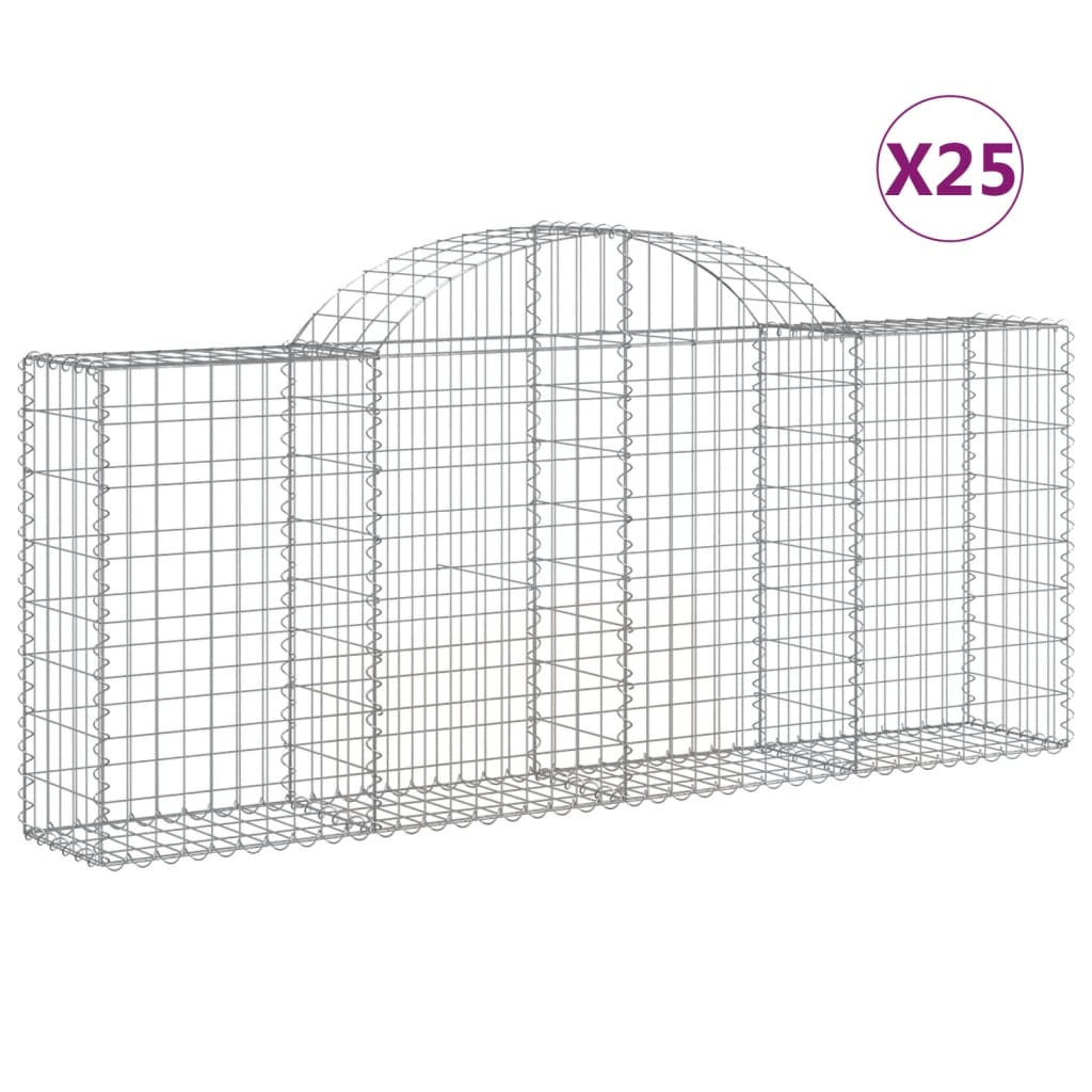 Coșuri gabion arcuite 25 buc, 200x30x80/100 cm, fier galvanizat - Lando