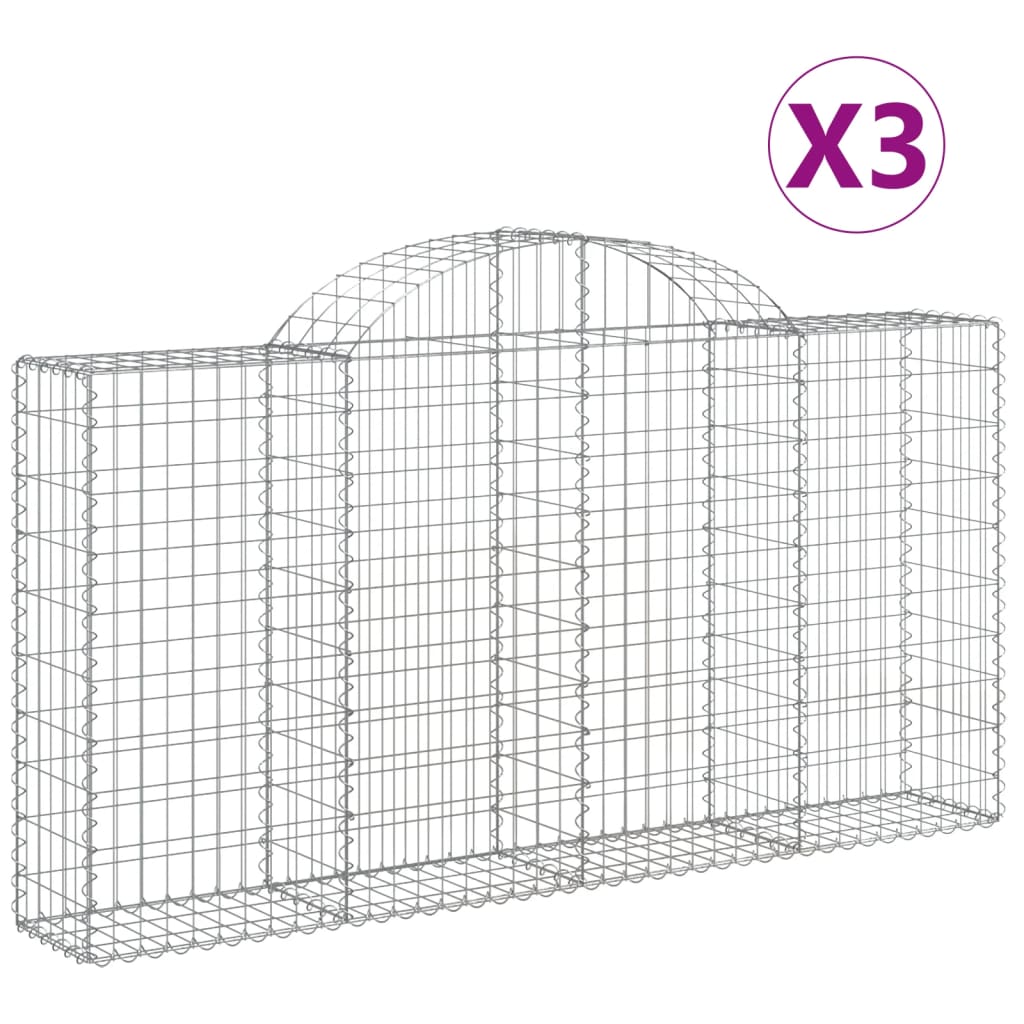 Coșuri gabion arcuite 3 buc, 200x30x100/120 cm fier galvanizat - Lando