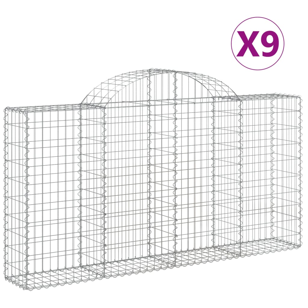 Coșuri gabion arcuite 9 buc, 200x30x100/120 cm fier galvanizat - Lando