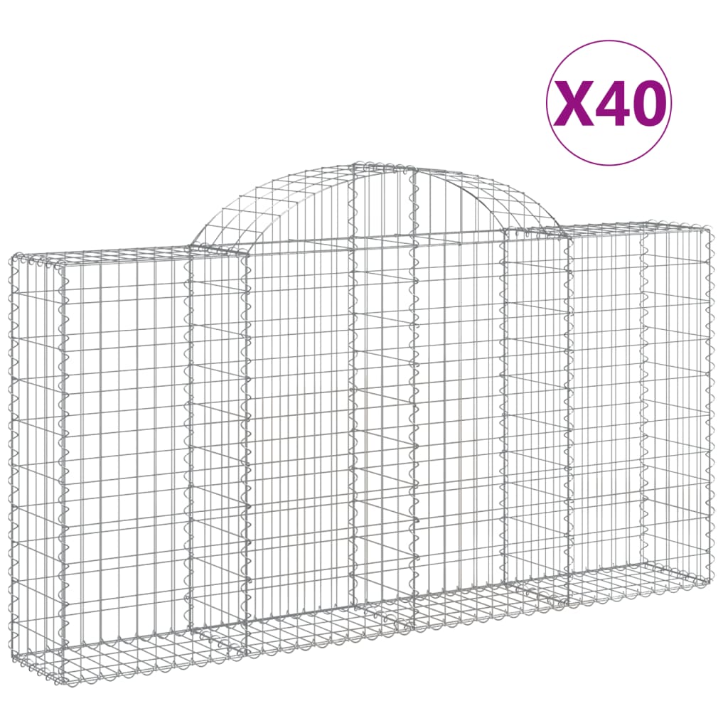 Coșuri gabion arcuite 40 buc, 200x30x100/120 cm fier galvanizat - Lando