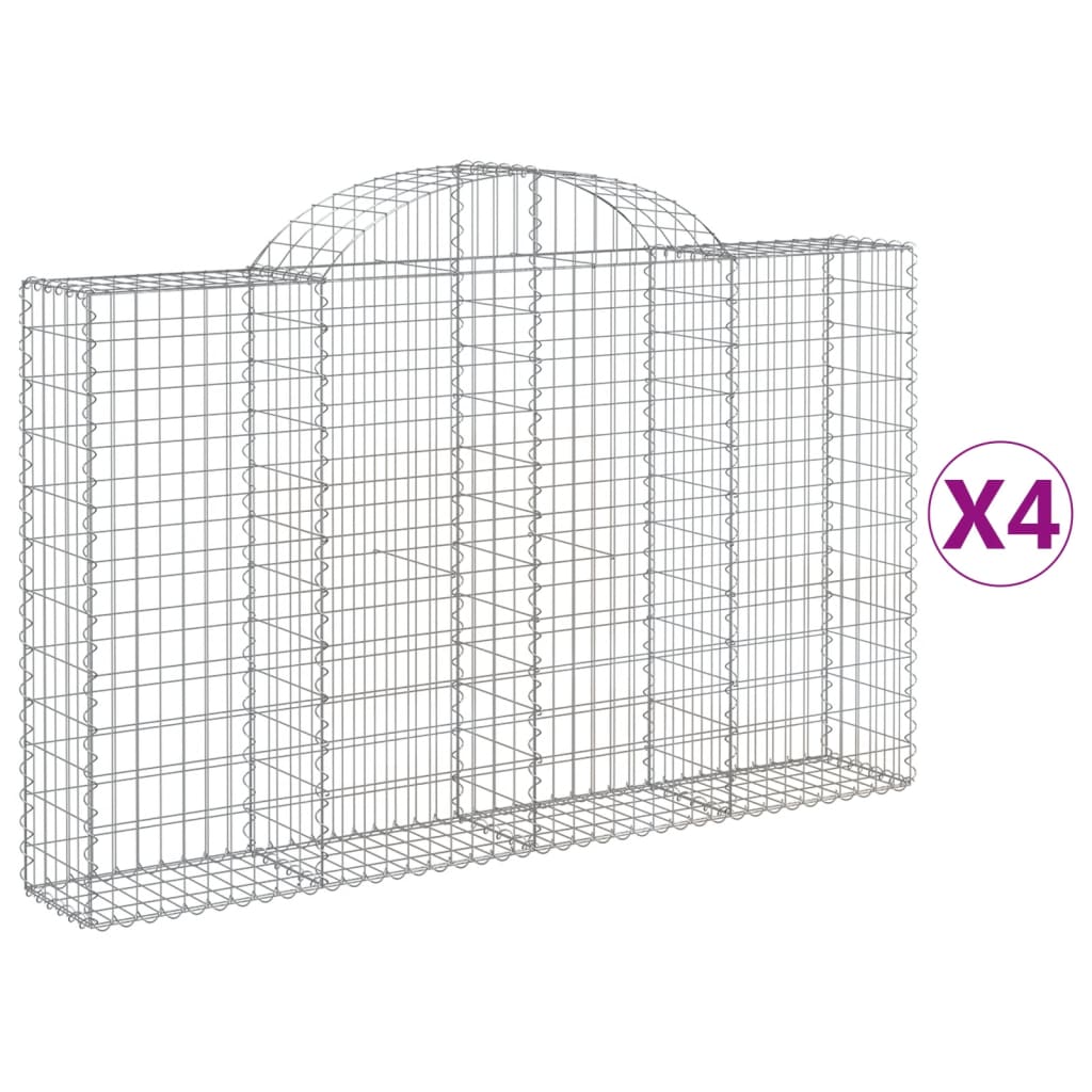 Coșuri gabion arcuite 4 buc, 200x30x120/140 cm, fier galvanizat - Lando