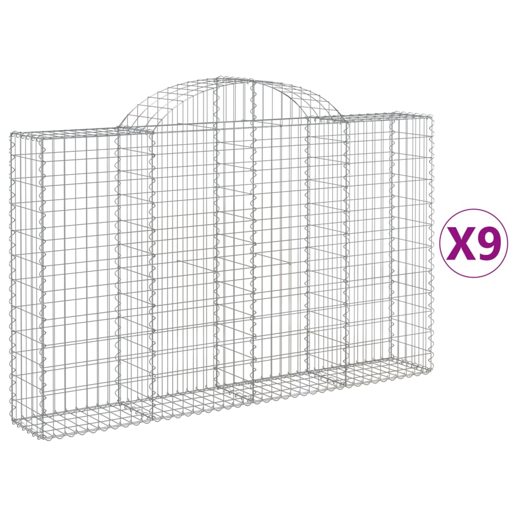 Coșuri gabion arcuite 9 buc, 200x30x120/140 cm, fier galvanizat - Lando