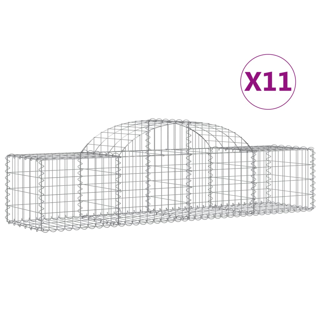 Coșuri gabion arcuite 11 buc, 200x50x40/60 cm, fier galvanizat - Lando