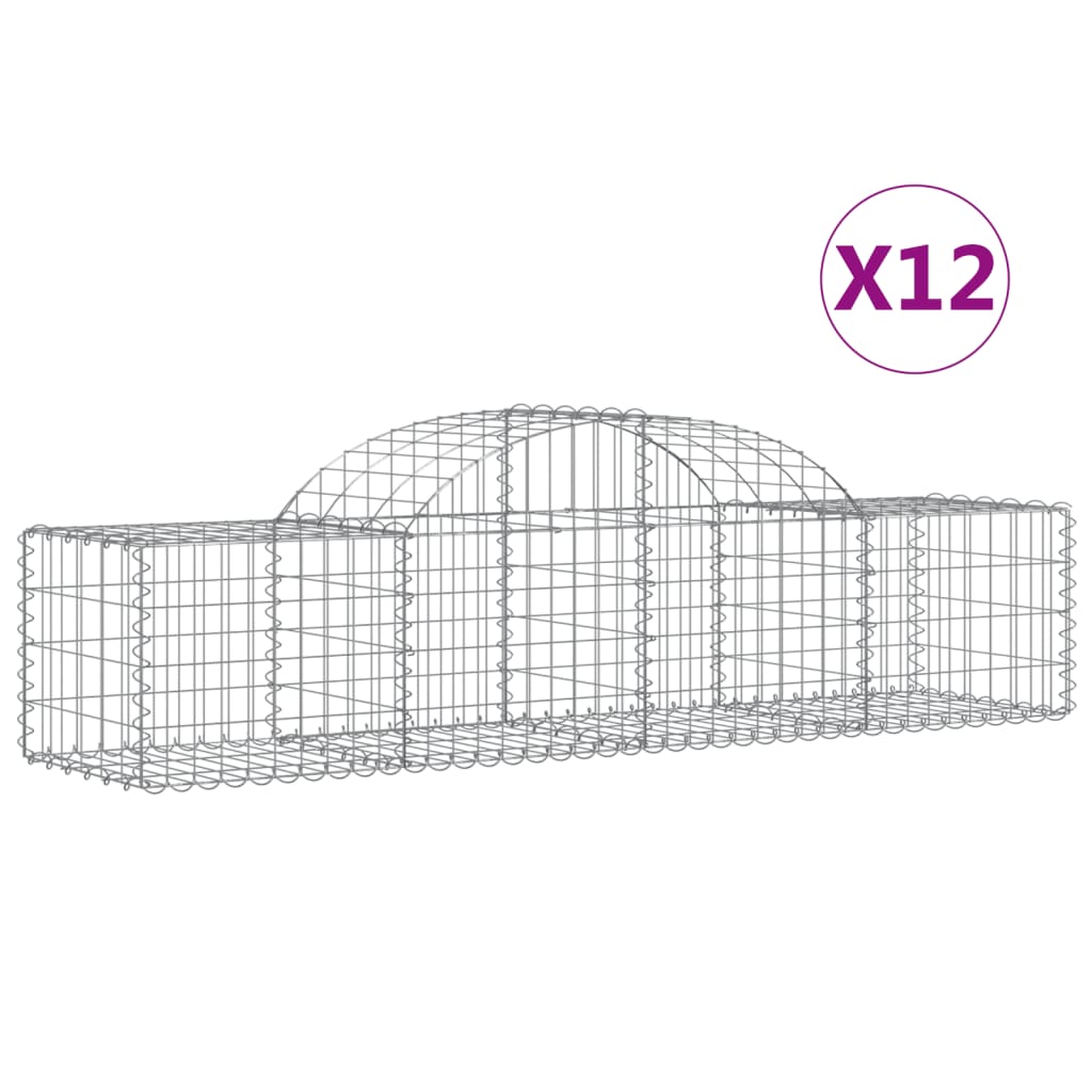 Coșuri gabion arcuite 12 buc, 200x50x40/60 cm, fier galvanizat - Lando