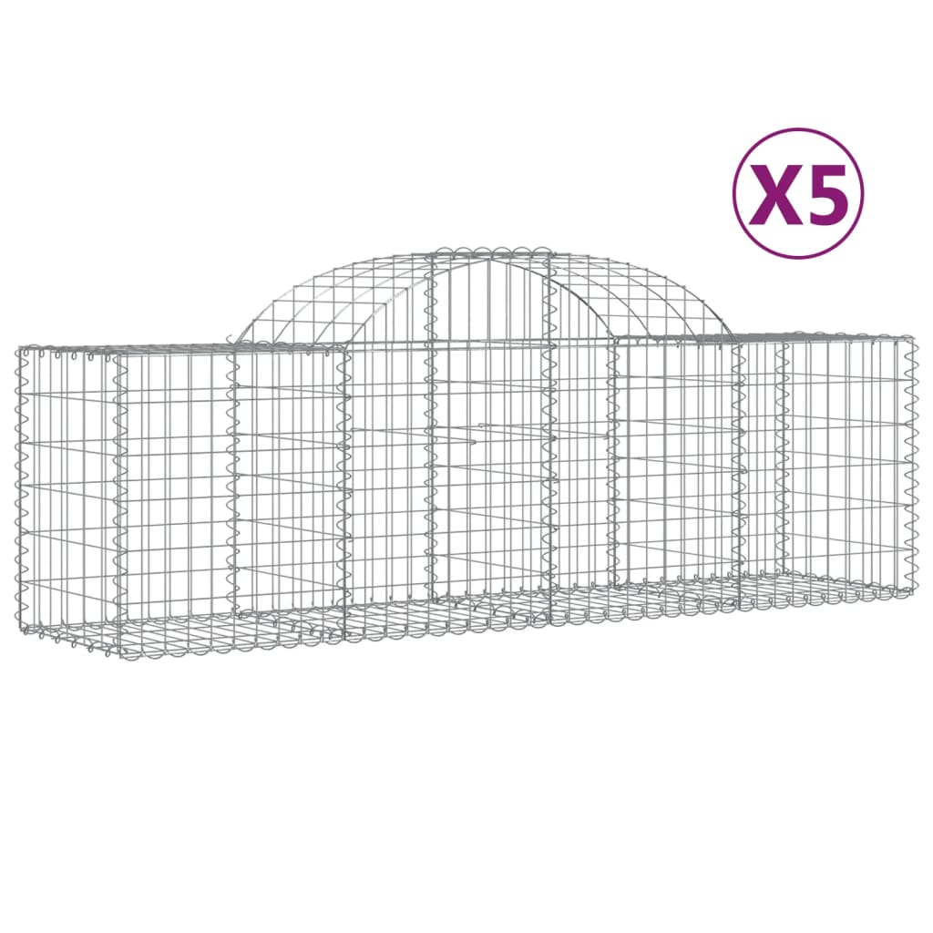 Coșuri gabion arcuite 5 buc, 200x50x60/80 cm, fier galvanizat - Lando