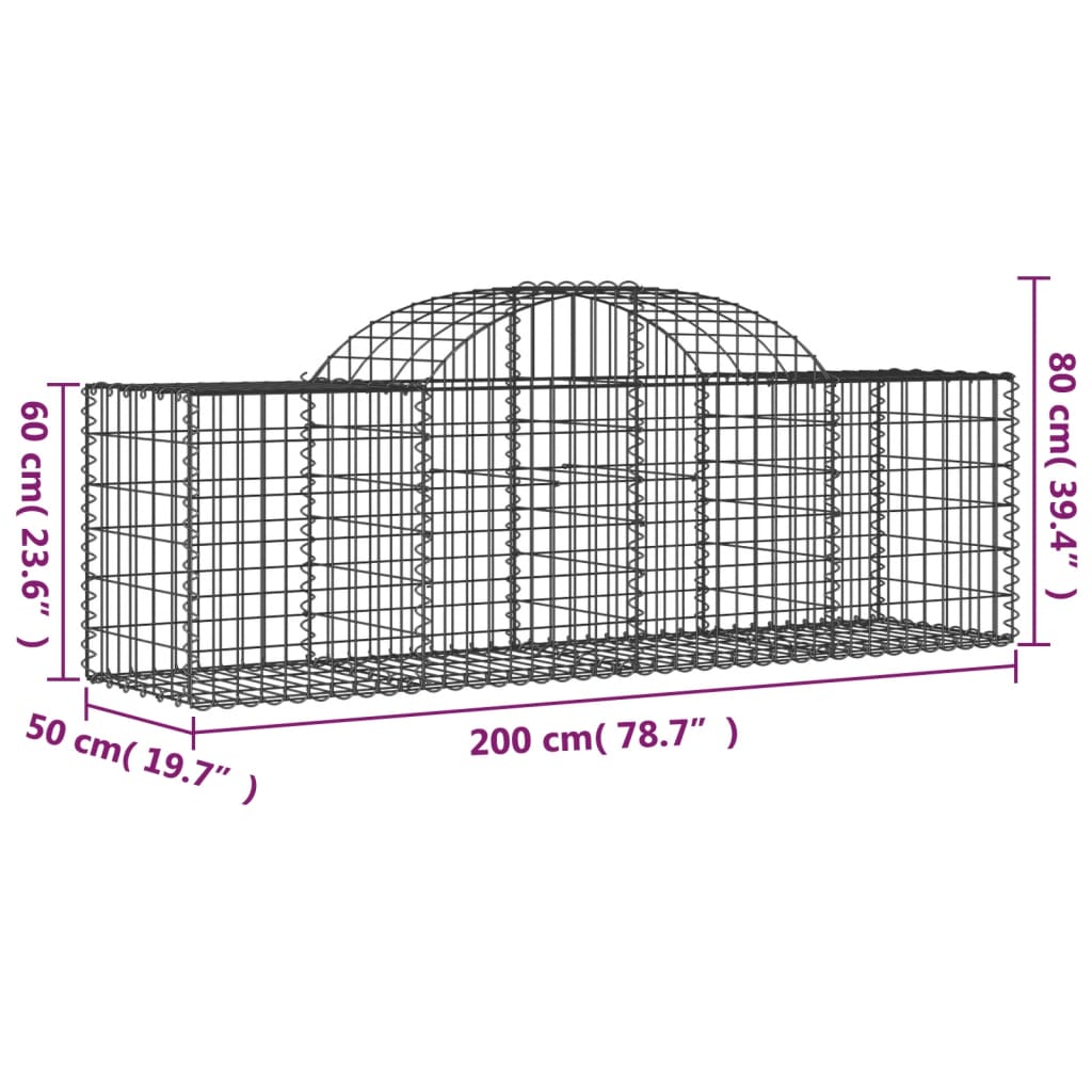 Coșuri gabion arcuite 30 buc, 200x50x60/80 cm, fier galvanizat - Lando