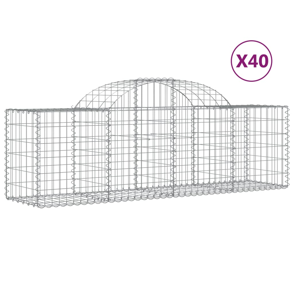 Coșuri gabion arcuite 40 buc, 200x50x60/80 cm, fier galvanizat - Lando