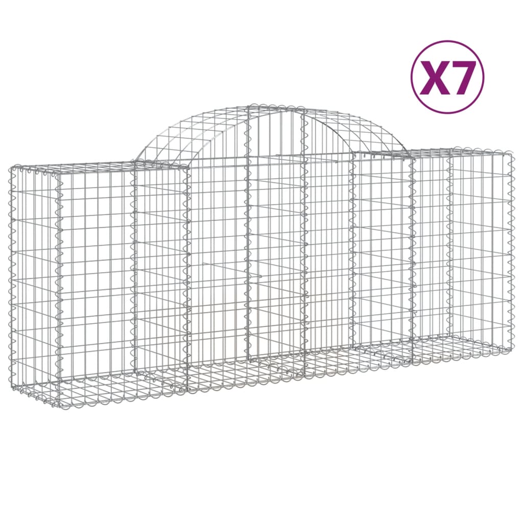 Coșuri gabion arcuite 7 buc, 200x50x80/100 cm, fier galvanizat - Lando