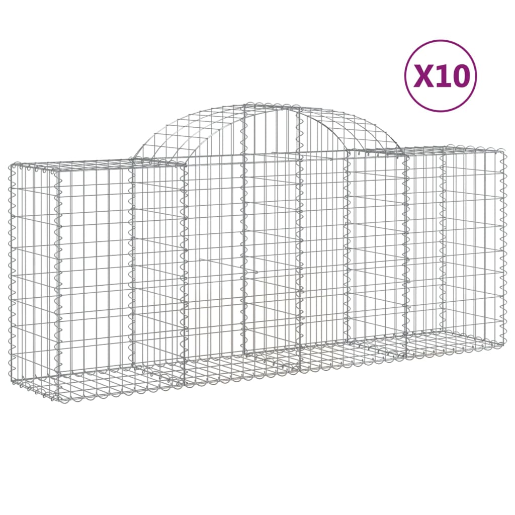 Coșuri gabion arcuite 10 buc, 200x50x80/100 cm, fier galvanizat - Lando