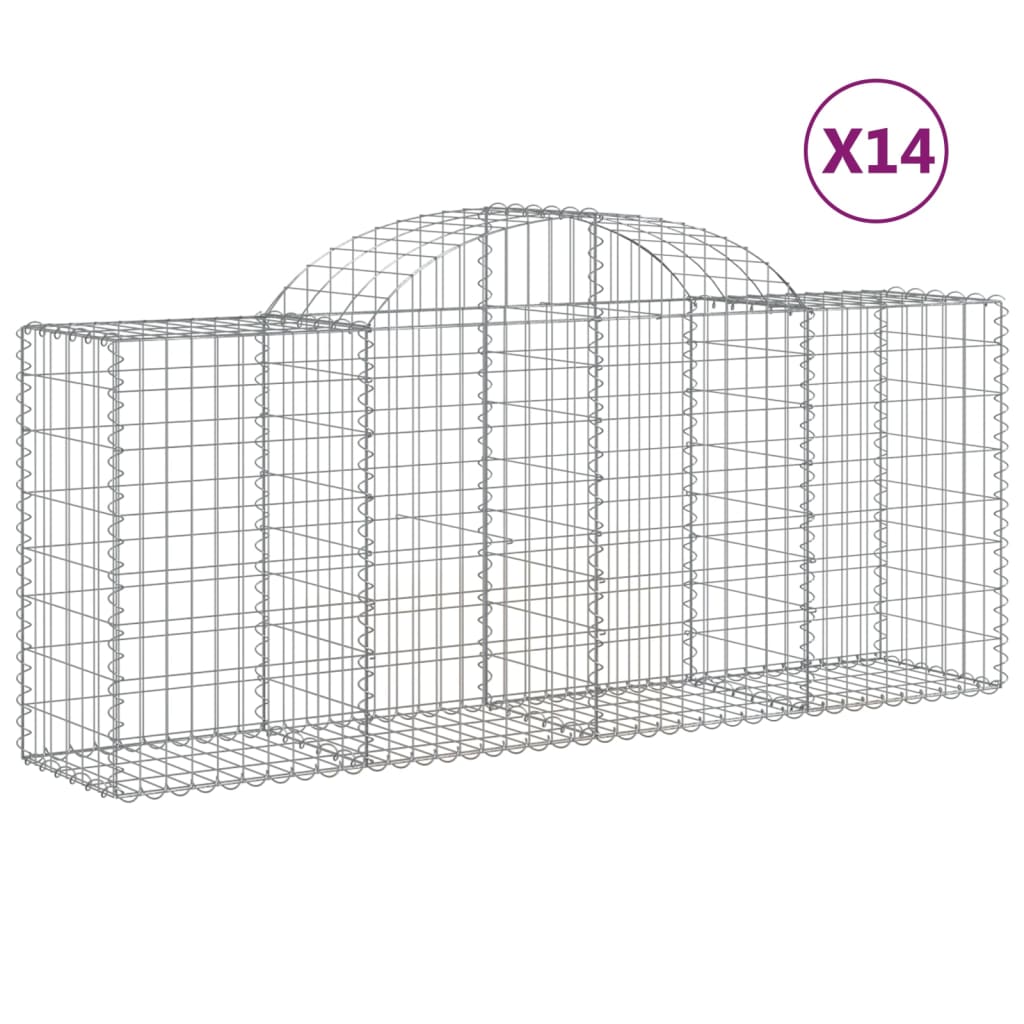 Coșuri gabion arcuite 14 buc, 200x50x80/100 cm, fier galvanizat - Lando