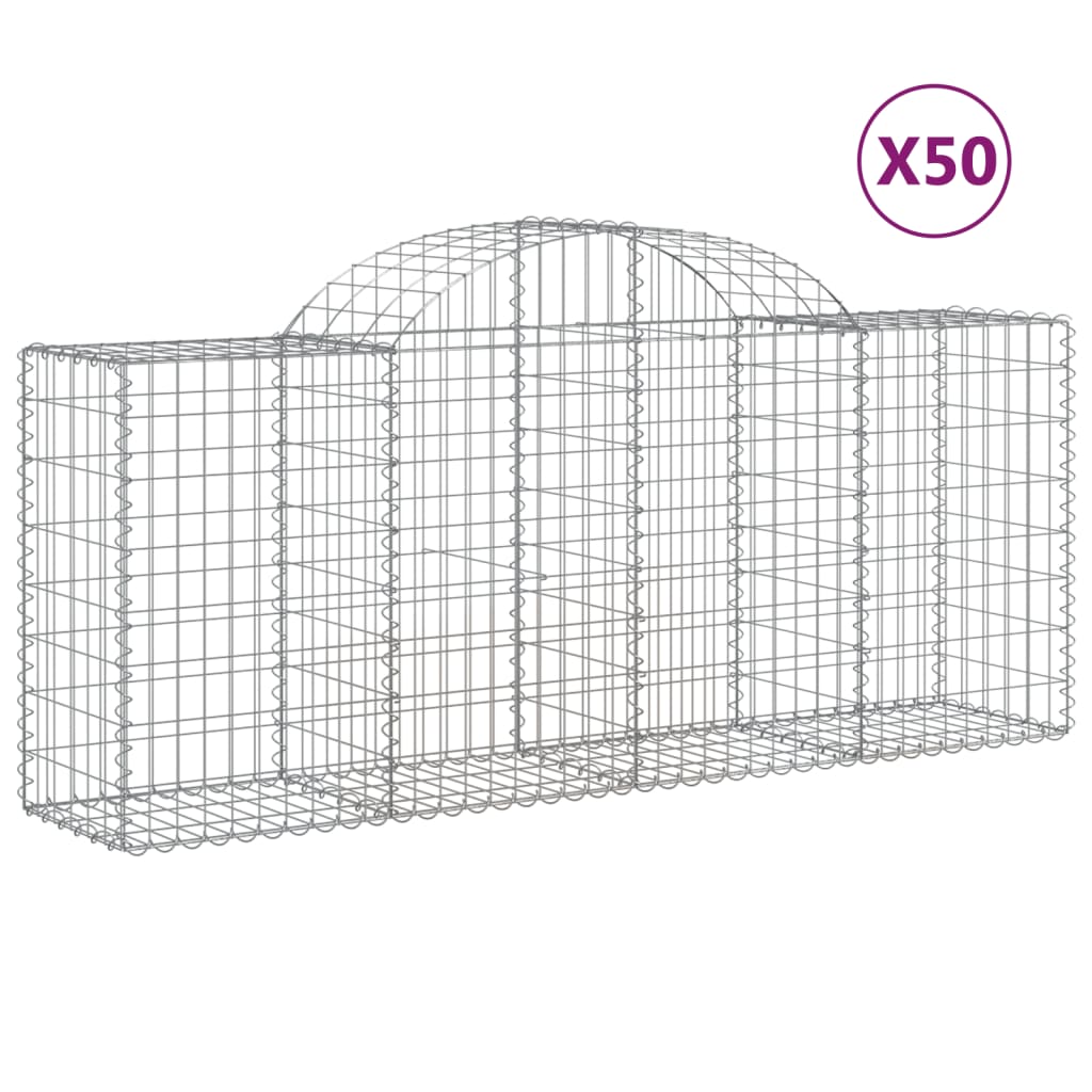 Coșuri gabion arcuite 50 buc, 200x50x80/100 cm, fier galvanizat - Lando