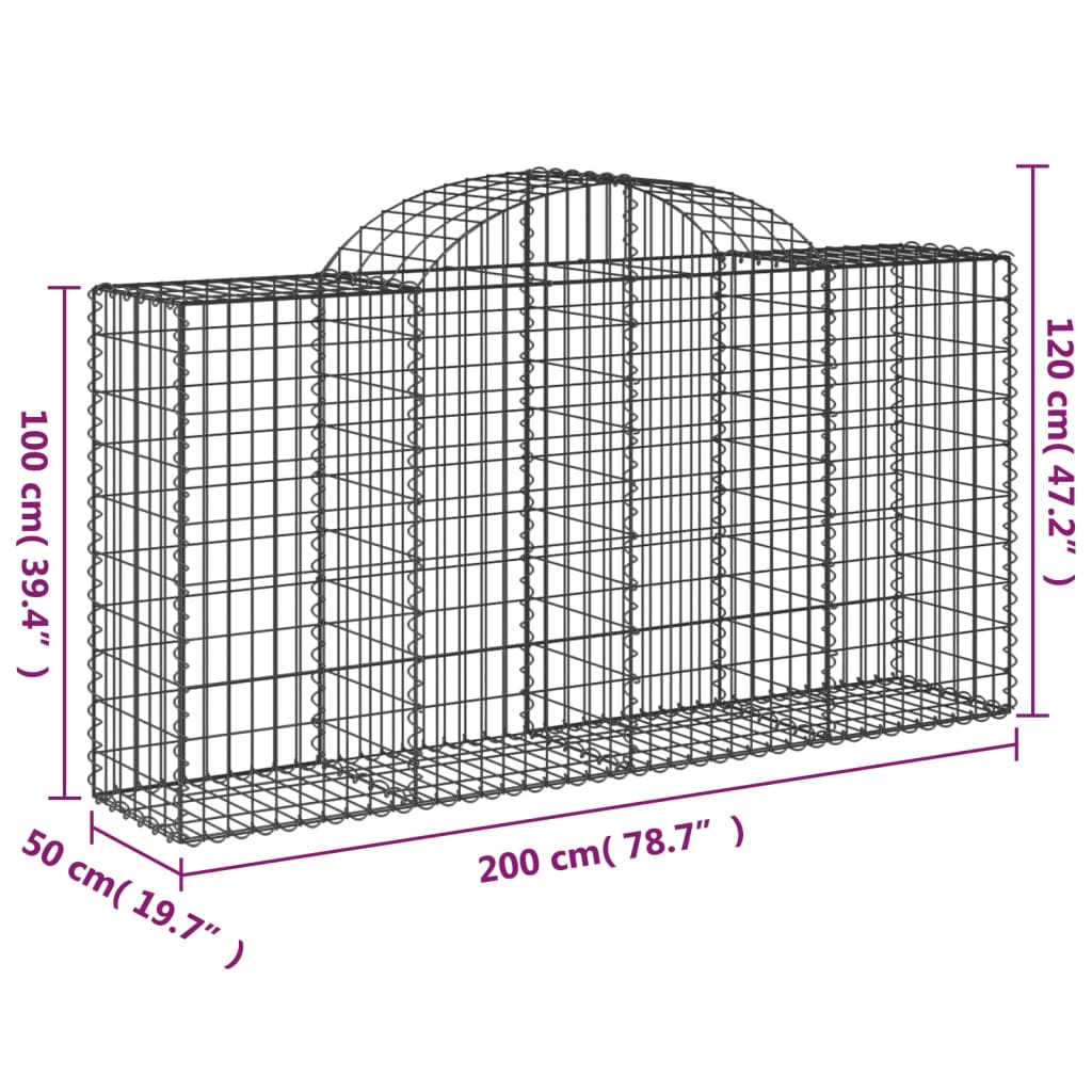 Coșuri gabion arcuite 18 buc, 200x50x100/120cm, fier galvanizat - Lando