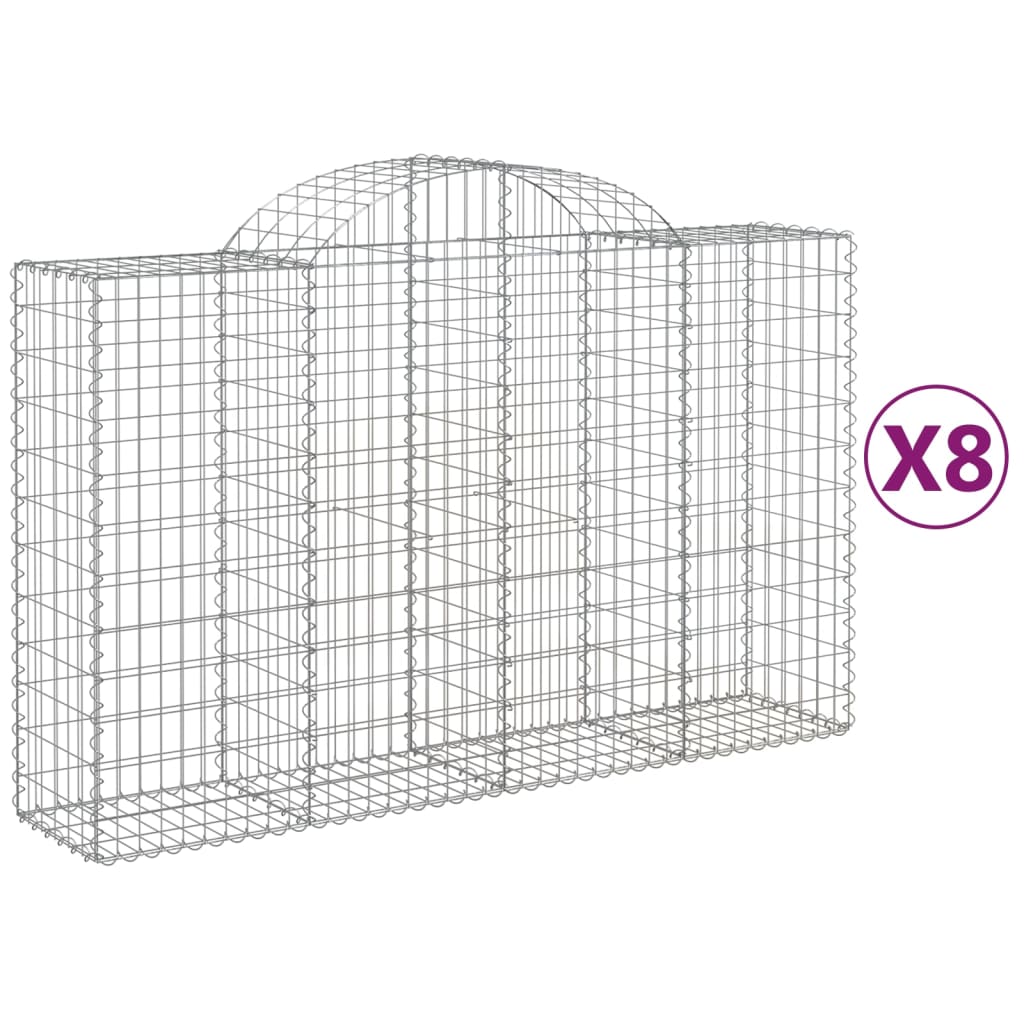 Coșuri gabion arcuite 8 buc, 200x50x120/140 cm, fier galvanizat - Lando