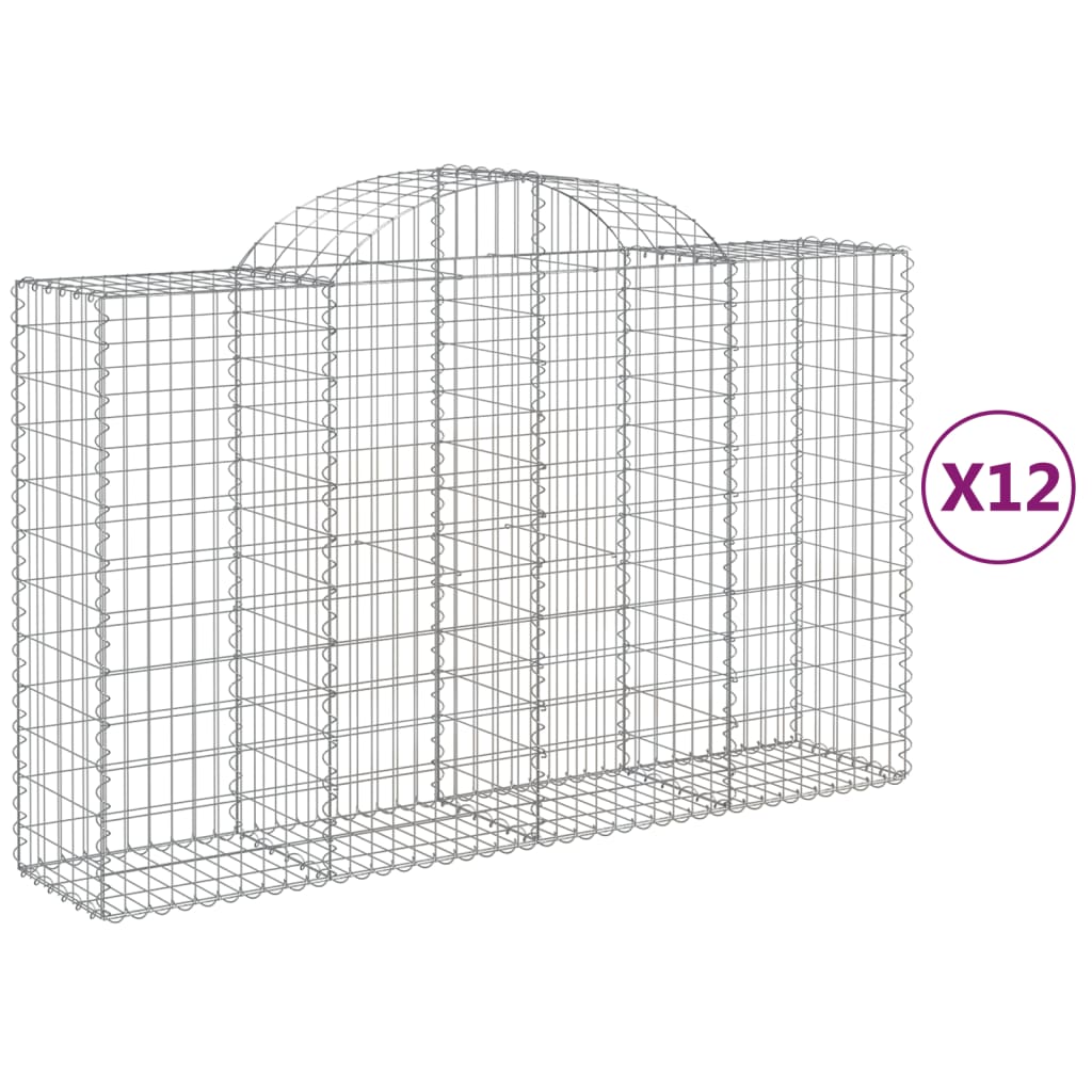 Coșuri gabion arcuite 12 buc, 200x50x120/140cm, fier galvanizat - Lando