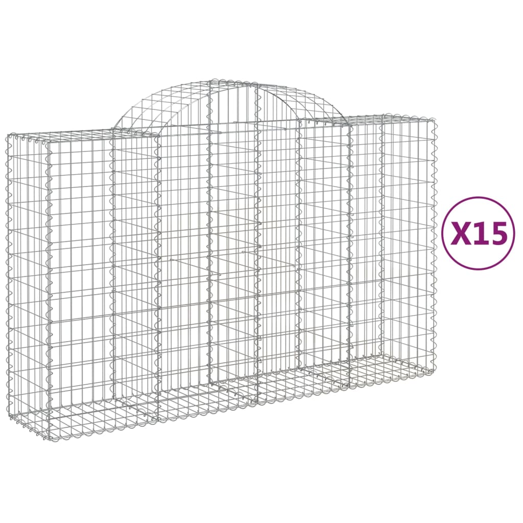 Coșuri gabion arcuite 15 buc, 200x50x120/140 cm,fier galvanizat - Lando