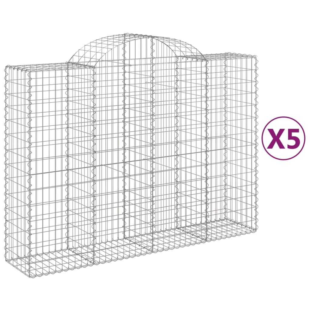 Coșuri gabion arcuite 5 buc, 200x50x140/160 cm, fier galvanizat - Lando