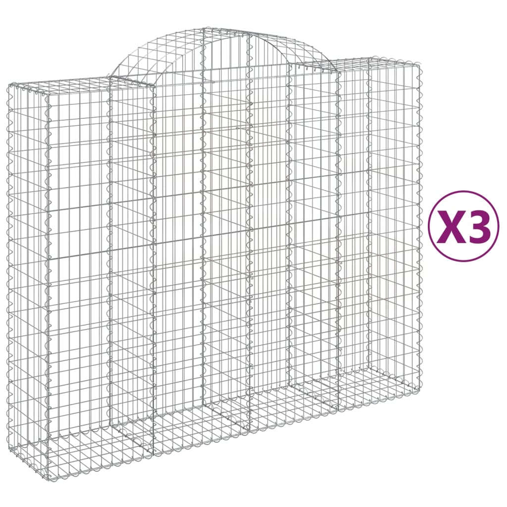 Coșuri gabion arcuite 3 buc, 200x50x160/180 cm, fier galvanizat - Lando