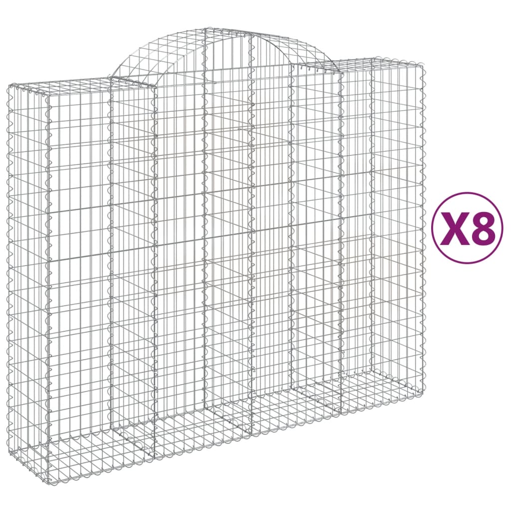 Coșuri gabion arcuite 8 buc, 200x50x160/180 cm, fier galvanizat - Lando