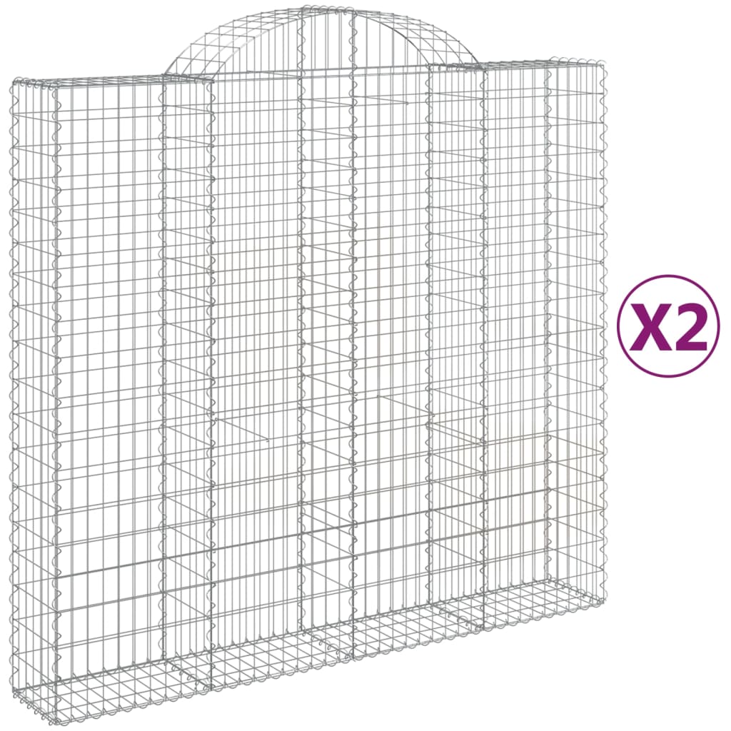 Coșuri gabion arcuite 2 buc, 200x50x180/200 cm, fier galvanizat - Lando