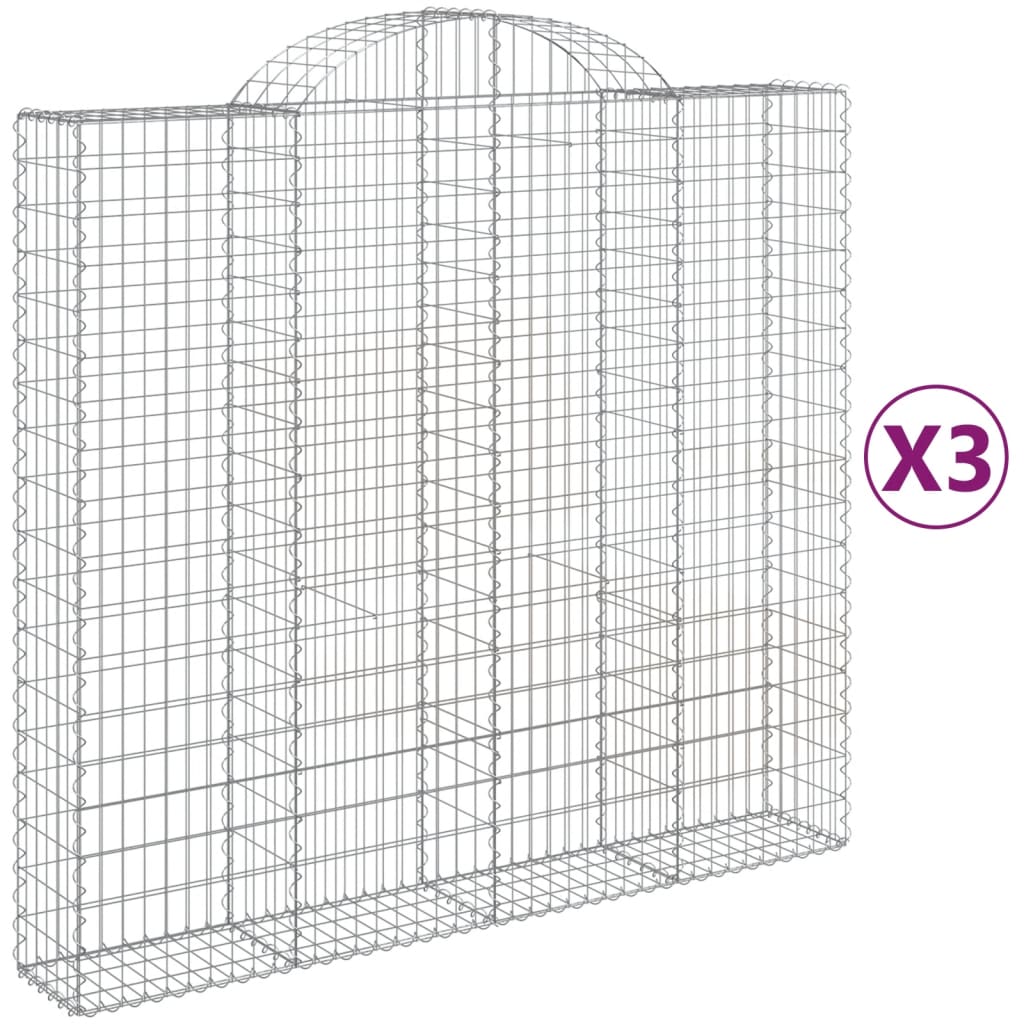 Coșuri gabion arcuite 3 buc, 200x50x180/200 cm, fier galvanizat - Lando