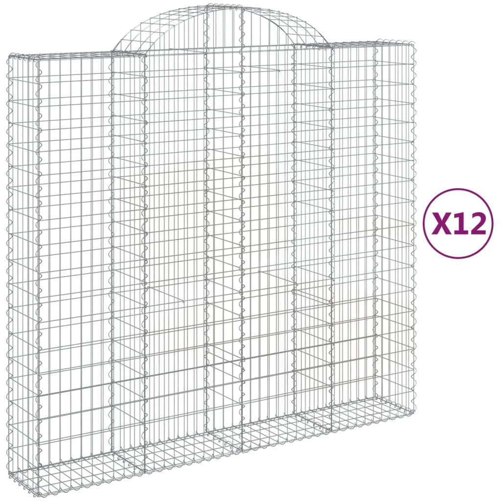 Coșuri gabion arcuite 12 buc, 200x50x180/200cm, fier galvanizat - Lando