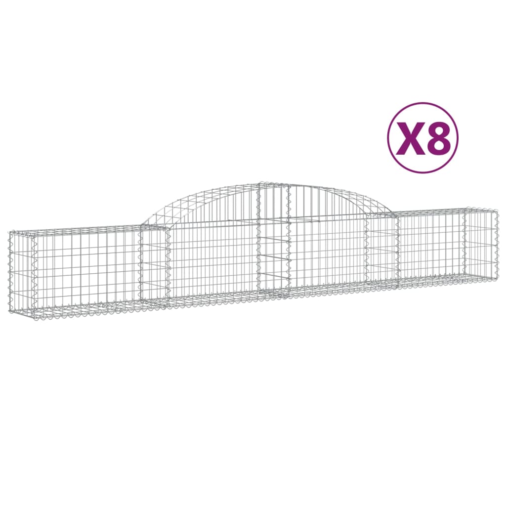 Coșuri gabion arcuite, 8 buc., 300x30x40/60 cm, fier galvanizat - Lando