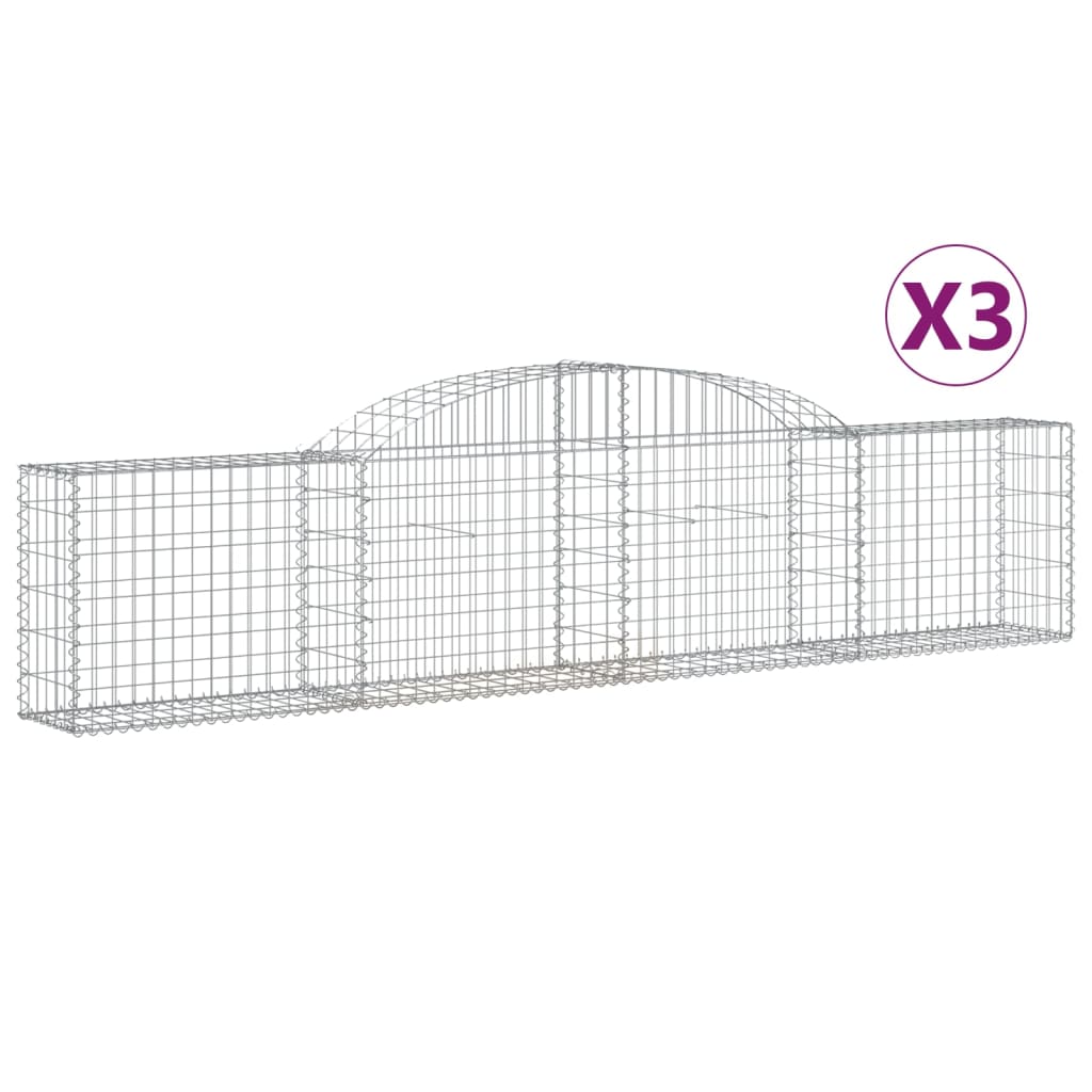 Coșuri gabion arcuite, 3 buc., 300x30x60/80 cm, fier galvanizat - Lando