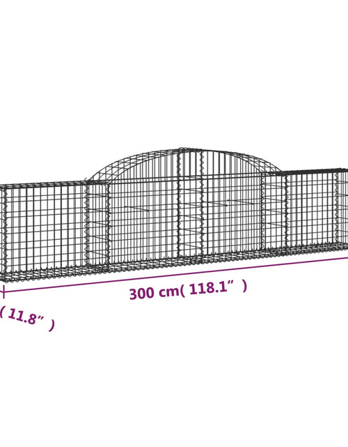 Încărcați imaginea în vizualizatorul Galerie, Coșuri gabion arcuite, 3 buc., 300x30x60/80 cm, fier galvanizat - Lando
