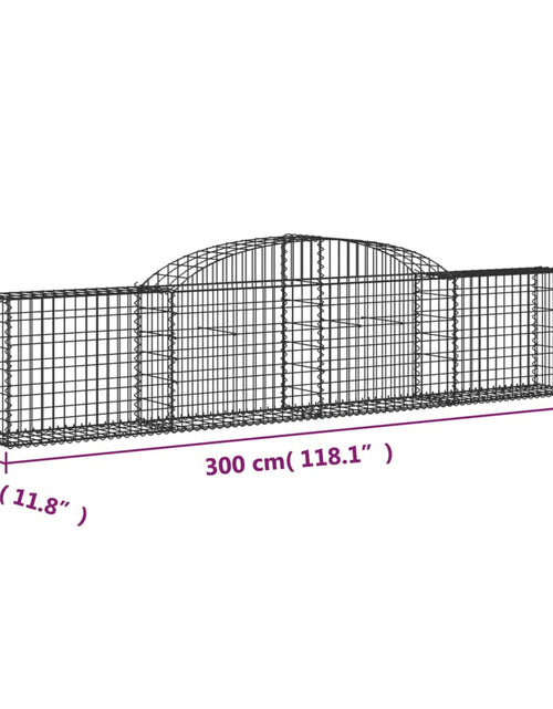 Загрузите изображение в средство просмотра галереи, Coșuri gabion arcuite, 6 buc., 300x30x60/80 cm, fier galvanizat - Lando
