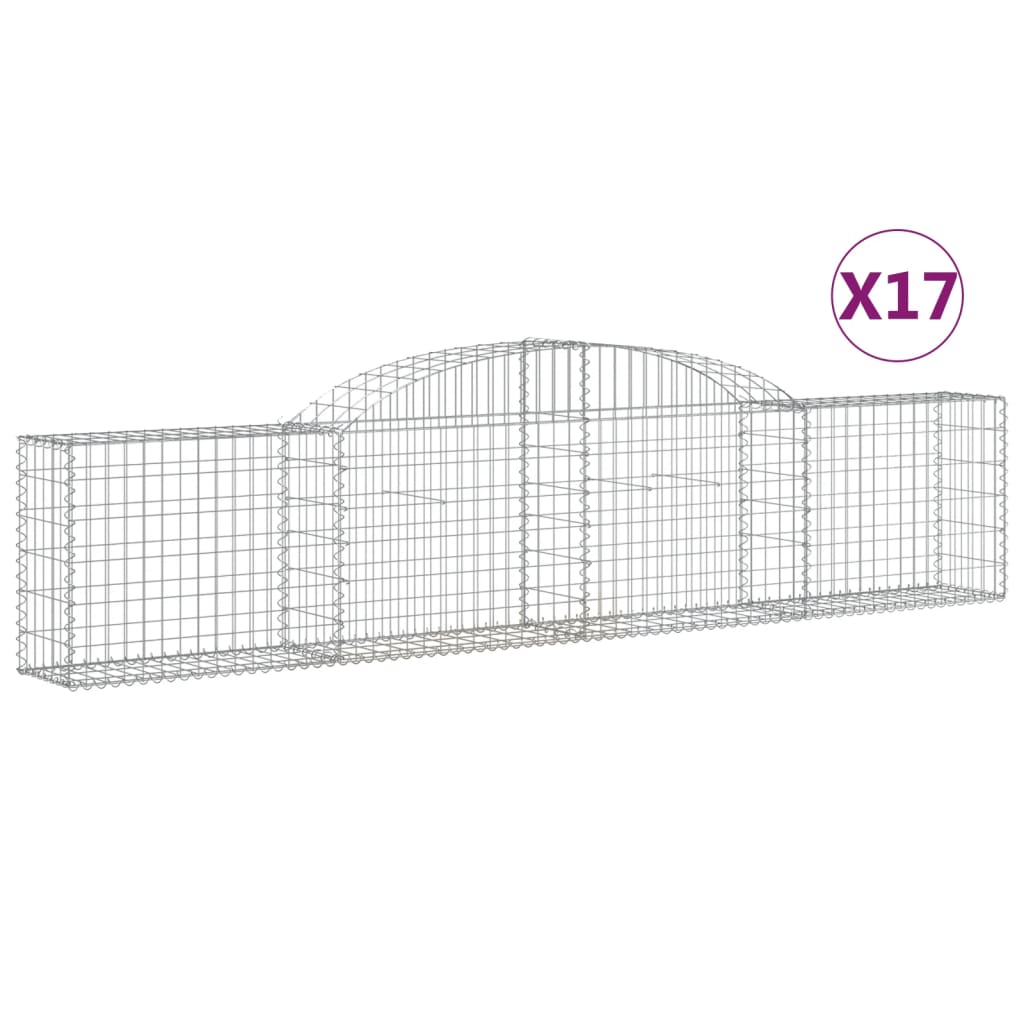 Coșuri gabion arcuite, 17 buc., 300x30x60/80cm, fier galvanizat - Lando