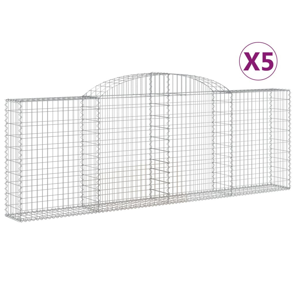 Coșuri gabion arcuite 5 buc, 300x30x100/120 cm fier galvanizat - Lando