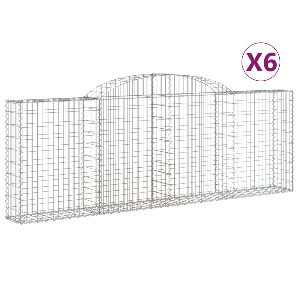 Coșuri gabion arcuite 6 buc, 300x30x100/120 cm fier galvanizat - Lando