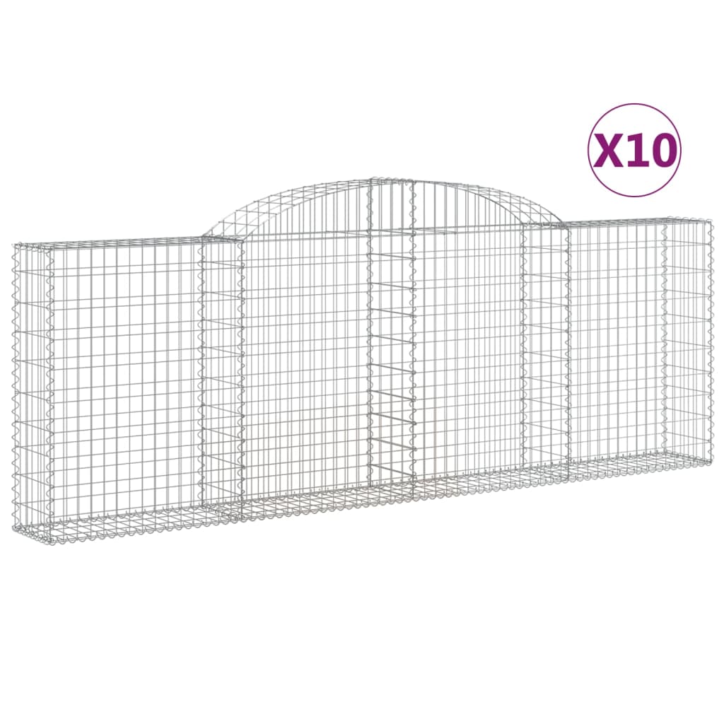 Coșuri gabion arcuite 10 buc, 300x30x100/120 cm fier galvanizat - Lando