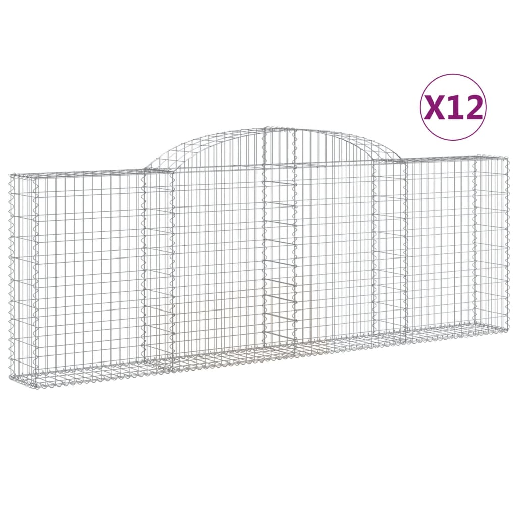 Coșuri gabion arcuite 12 buc, 300x30x100/120 cm fier galvanizat - Lando