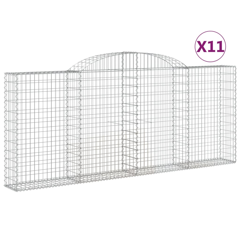 Coșuri gabion arcuite 11 buc, 300x30x120/140 cm fier galvanizat - Lando