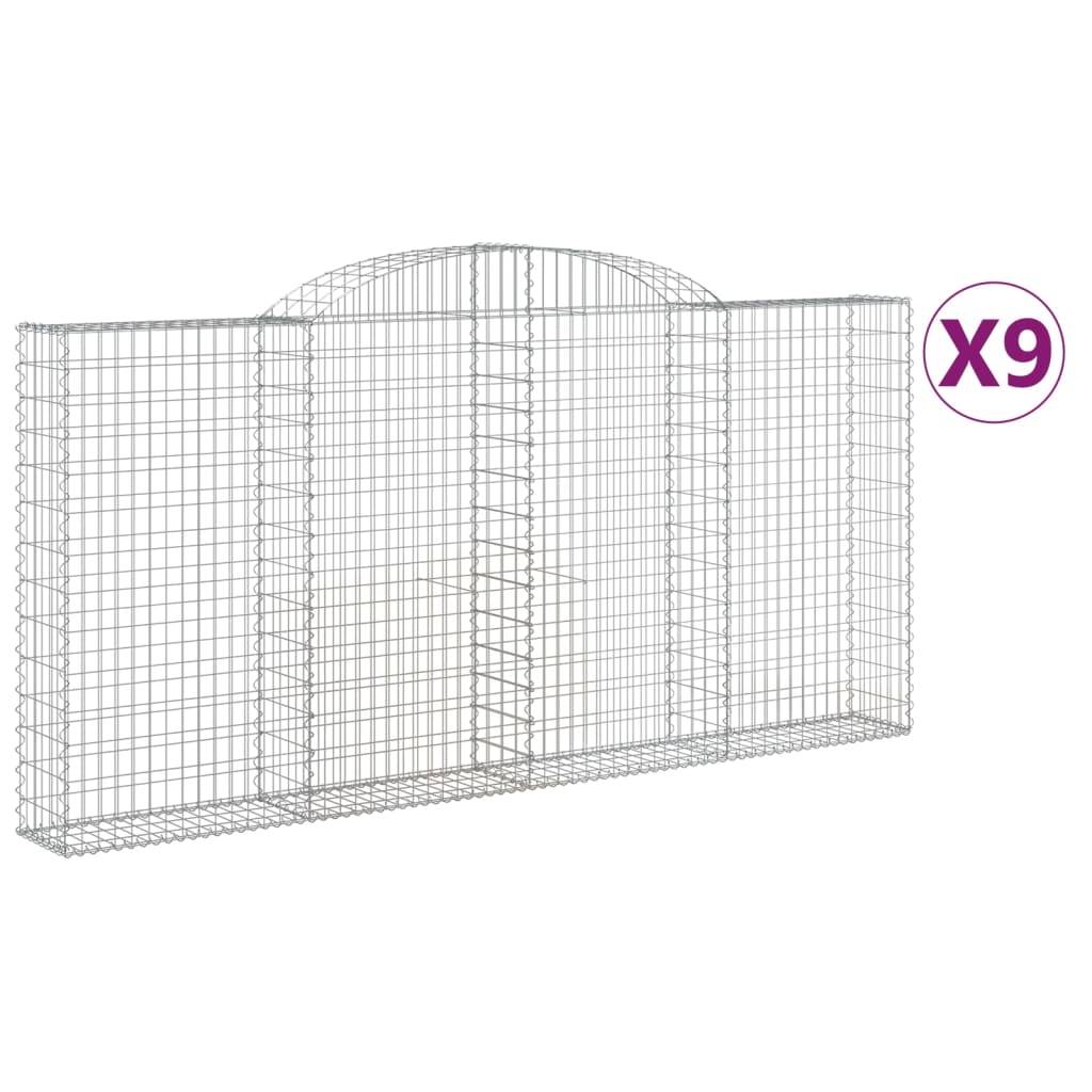 Coșuri gabion arcuite 9 buc. 300x30x140/160 cm fier galvanizat - Lando