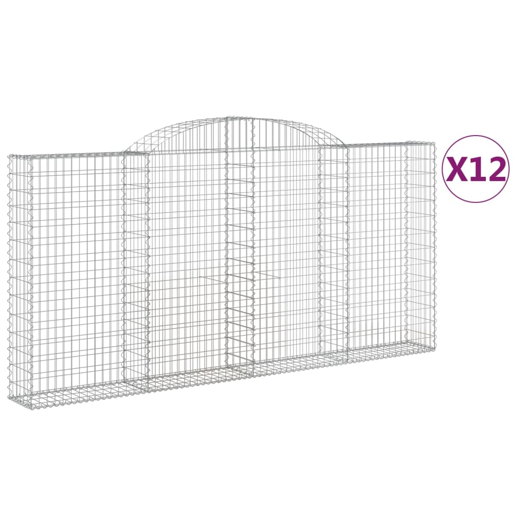 Coșuri gabion arcuite 12 buc. 300x30x140/160 cm fier galvanizat - Lando