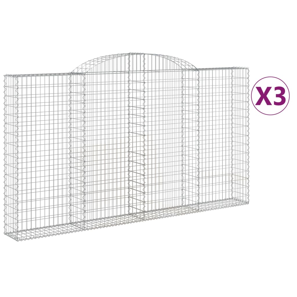 Coșuri gabion arcuite 3 buc. 300x30x160/180 cm fier galvanizat - Lando