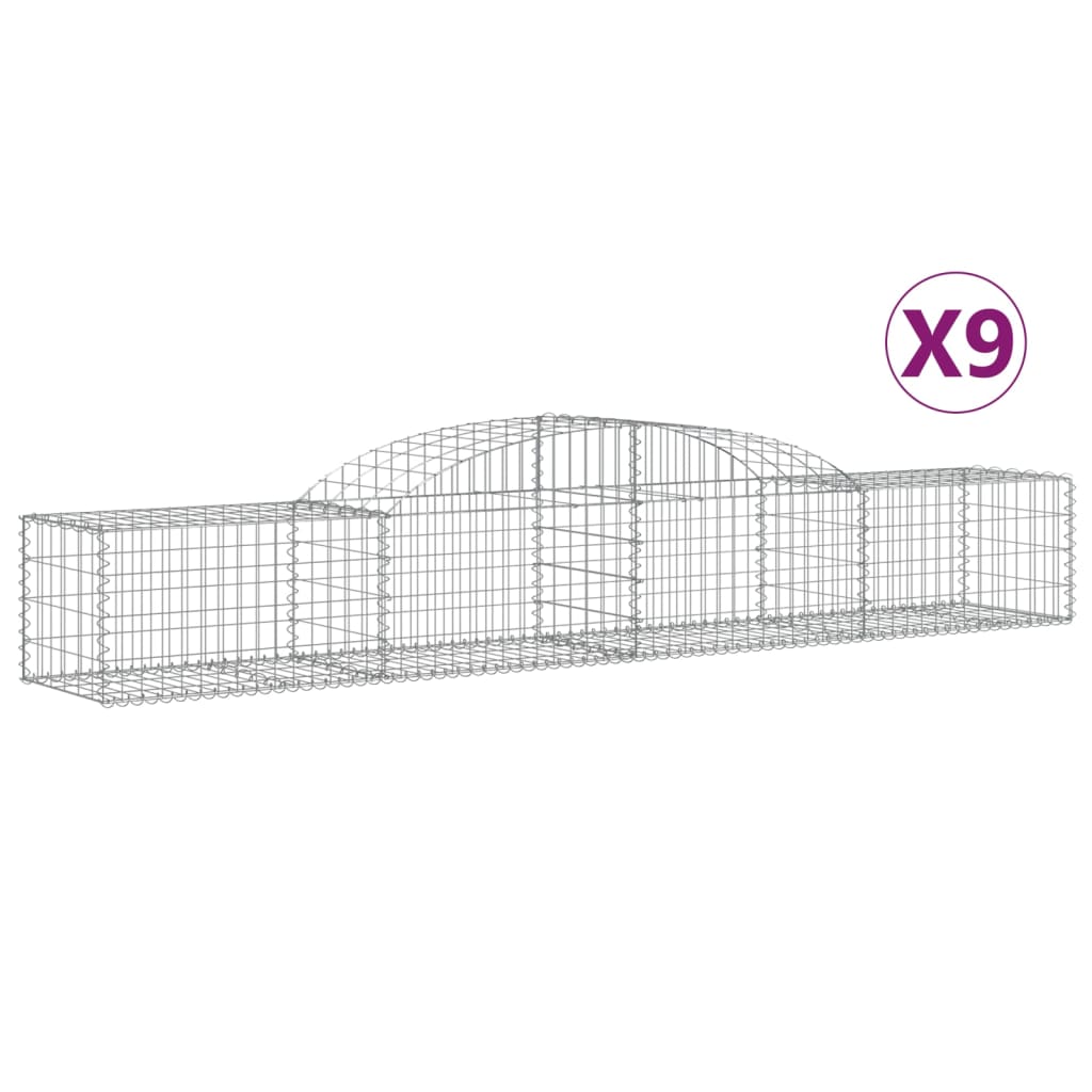 Coșuri gabion arcuite, 9 buc., 300x50x40/60 cm, fier galvanizat - Lando