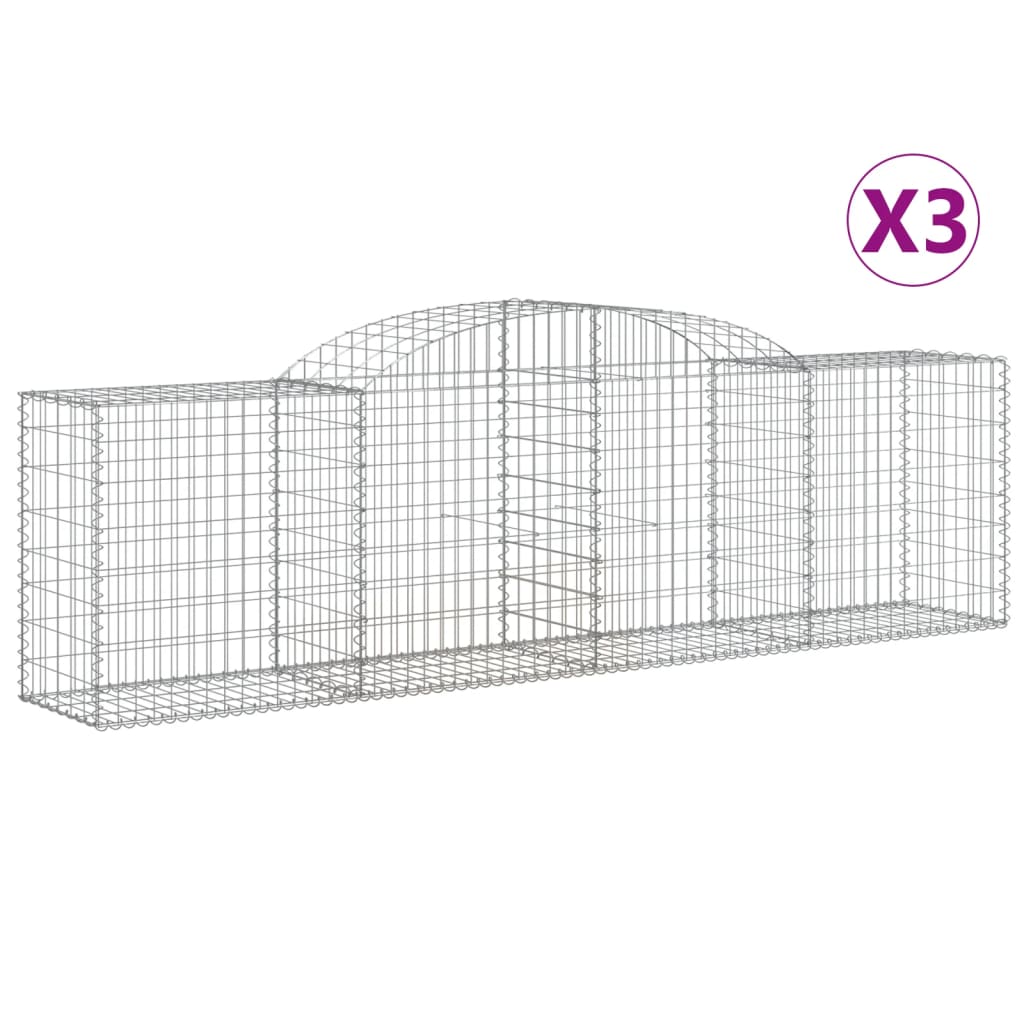 Coșuri gabion arcuite 3 buc, 300x50x80/100 cm, fier galvanizat - Lando