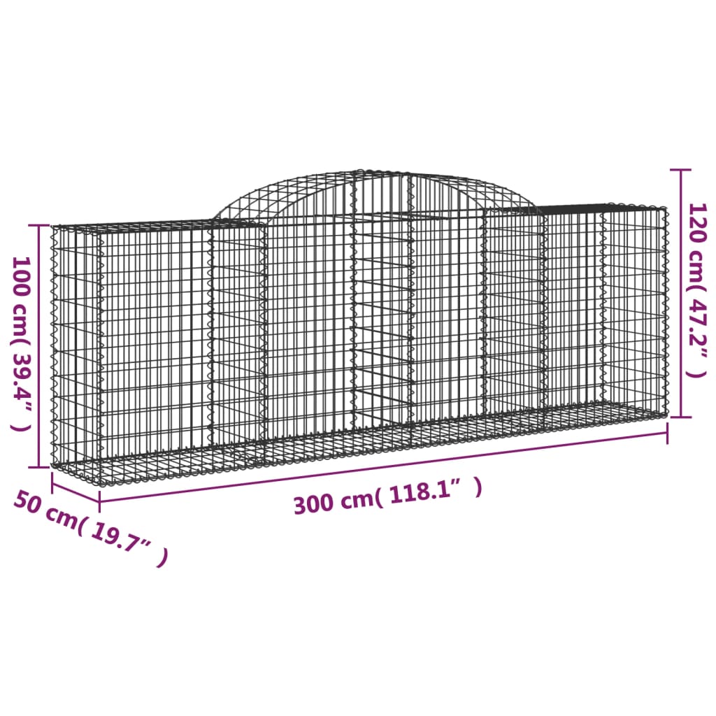 Coșuri gabion arcuite 20 buc, 300x50x100/120cm, fier galvanizat - Lando