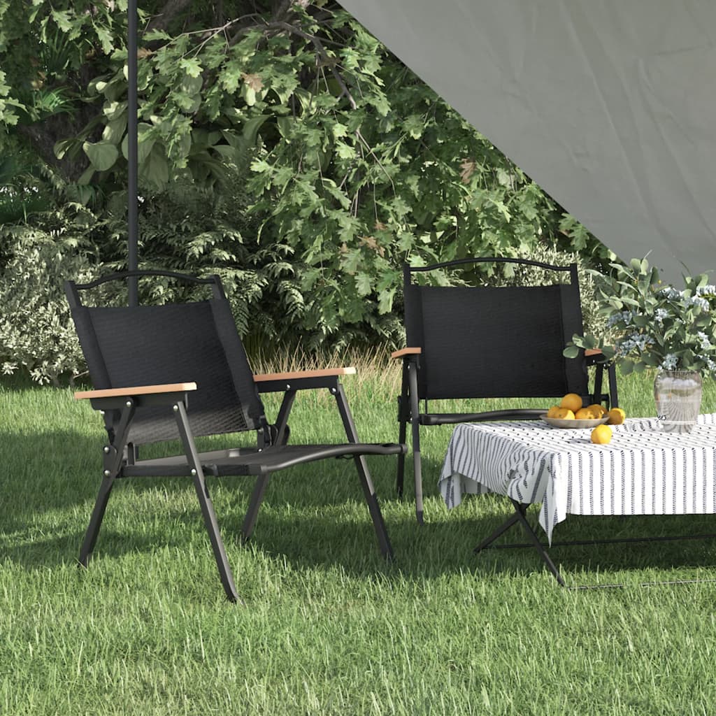 Scaune de camping, 2 buc., negru, 54x43x59 cm, țesătură Oxford - Lando