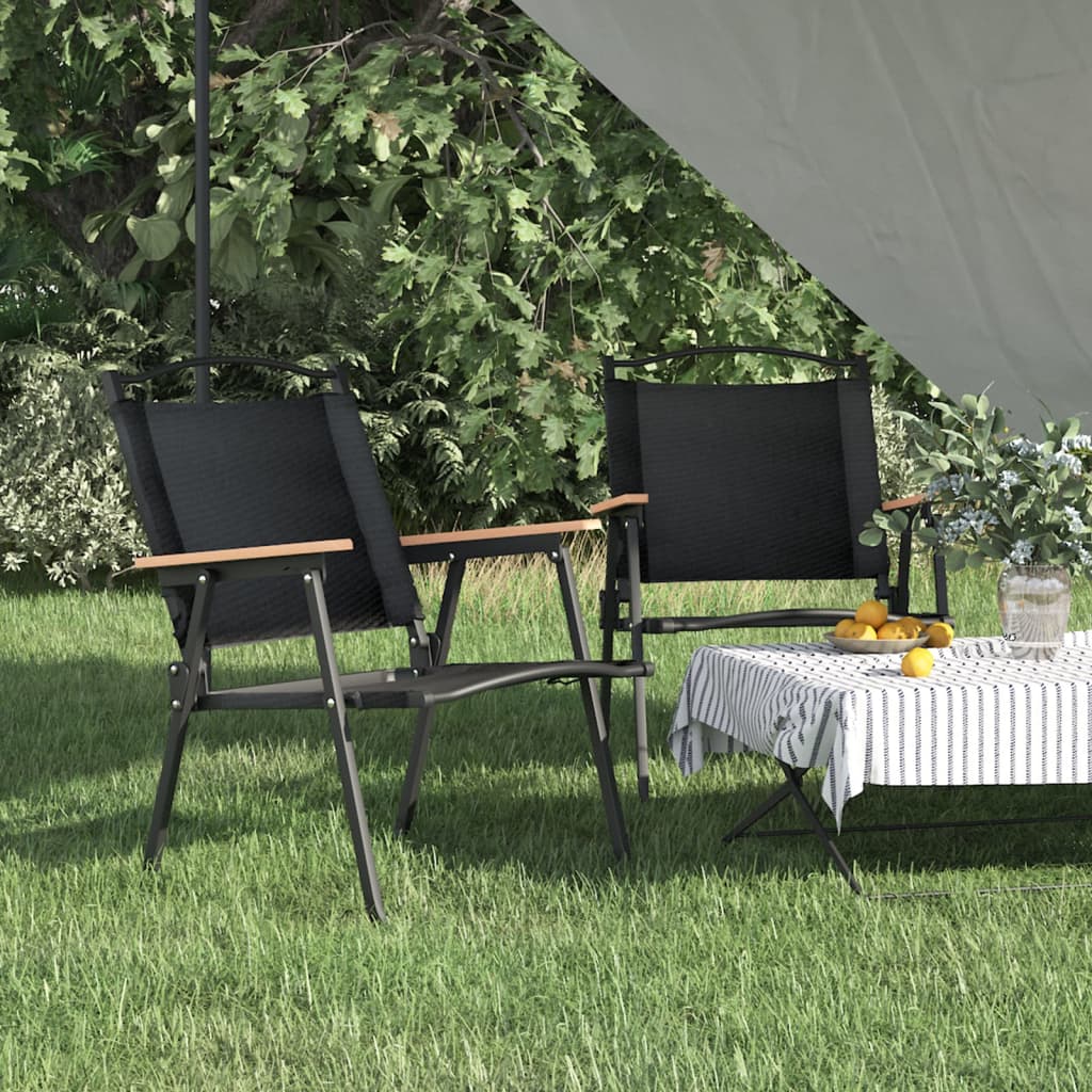 Scaune de camping, 2 buc., negru, 54x55x78 cm, țesătură Oxford - Lando